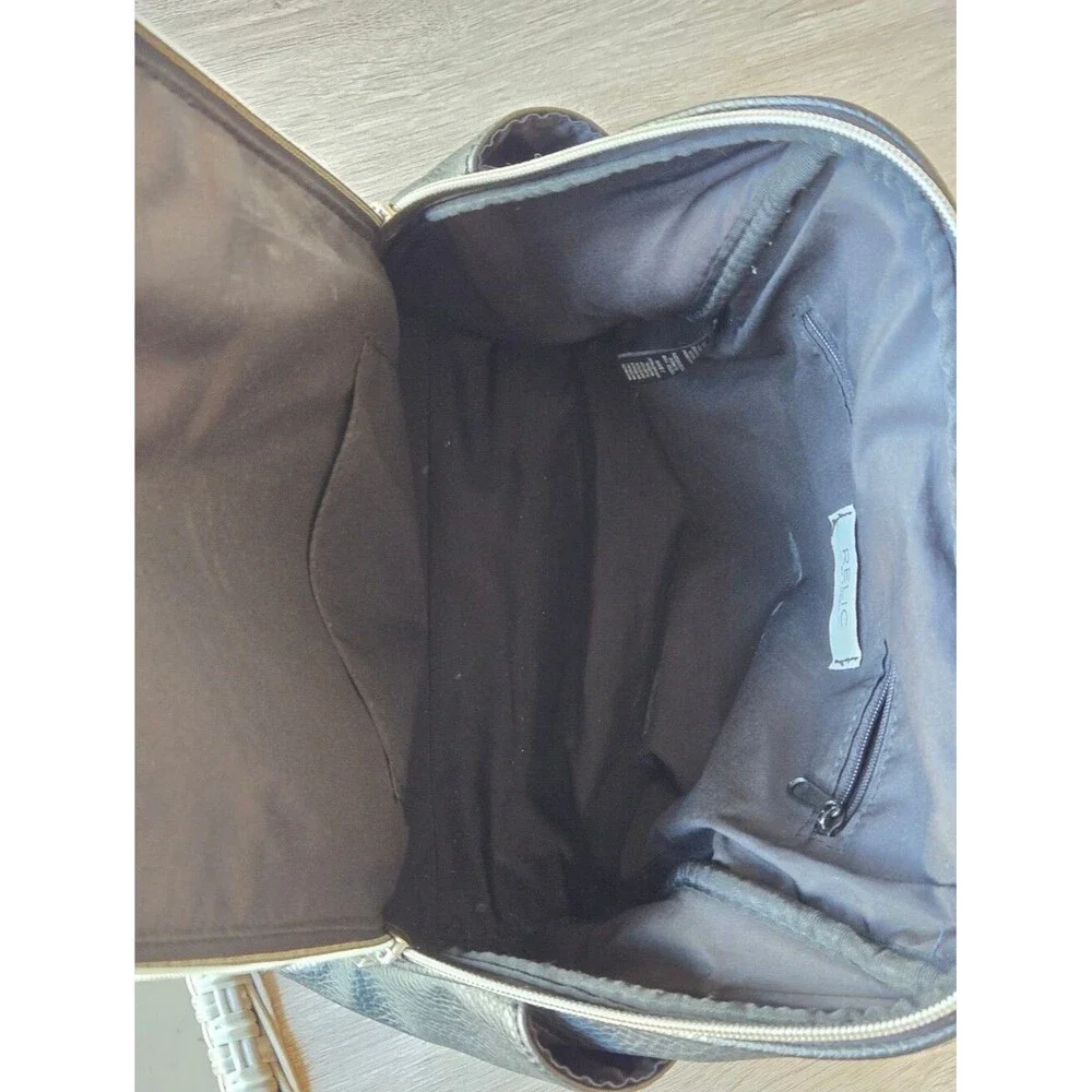 Relic by Fossil Black Pebbled Leather Minimalist Urban Backpack